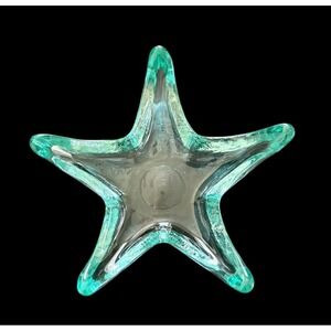 Vintage Green Recycled Art Glass Starfish Trinket Dish 6.75"